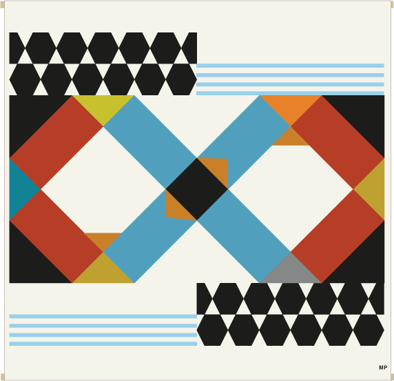 Grafisk unik textil konst i ull.