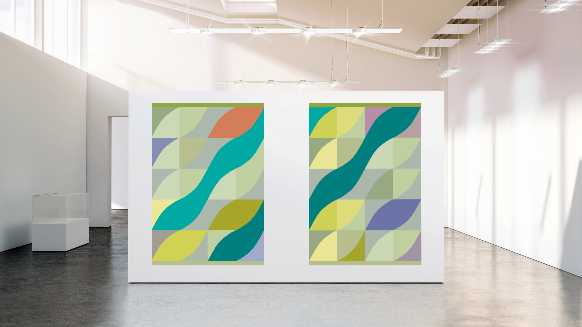 Grafisk textil konst av Mona Pedersson